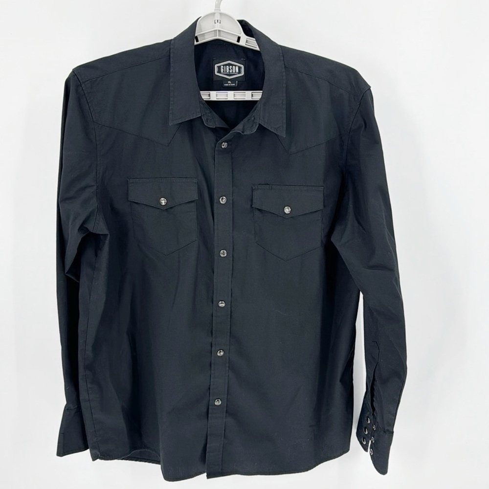 Gibson Basic Solid Long Sleeve Pearl Snap Western… - image 1
